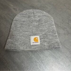 Carhartt Gray Unisex Acrylic Hat Winter Knit Beanie One Size Fits Most Logo